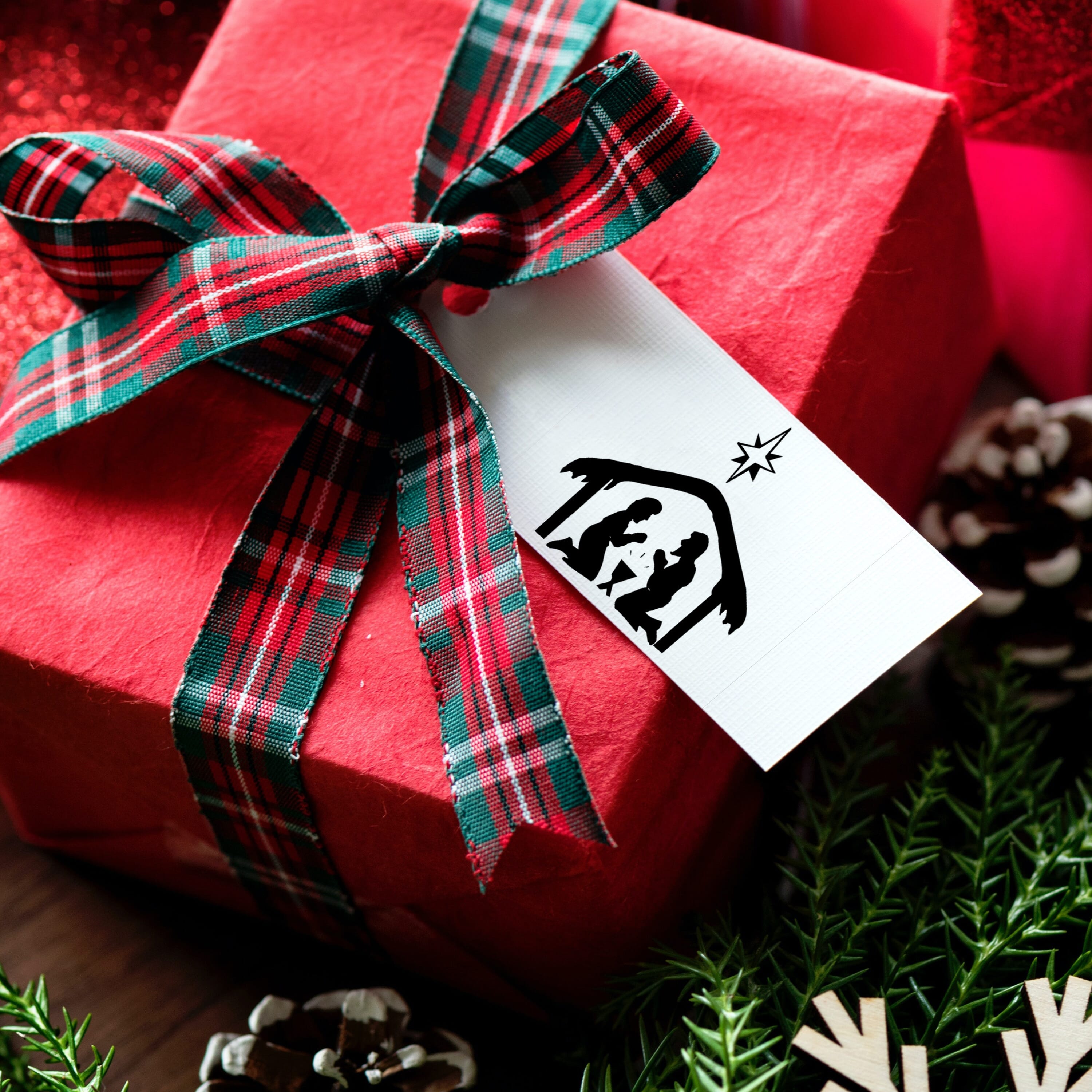 Weihnachten Holzstempel - Krippe (40x30 mm)