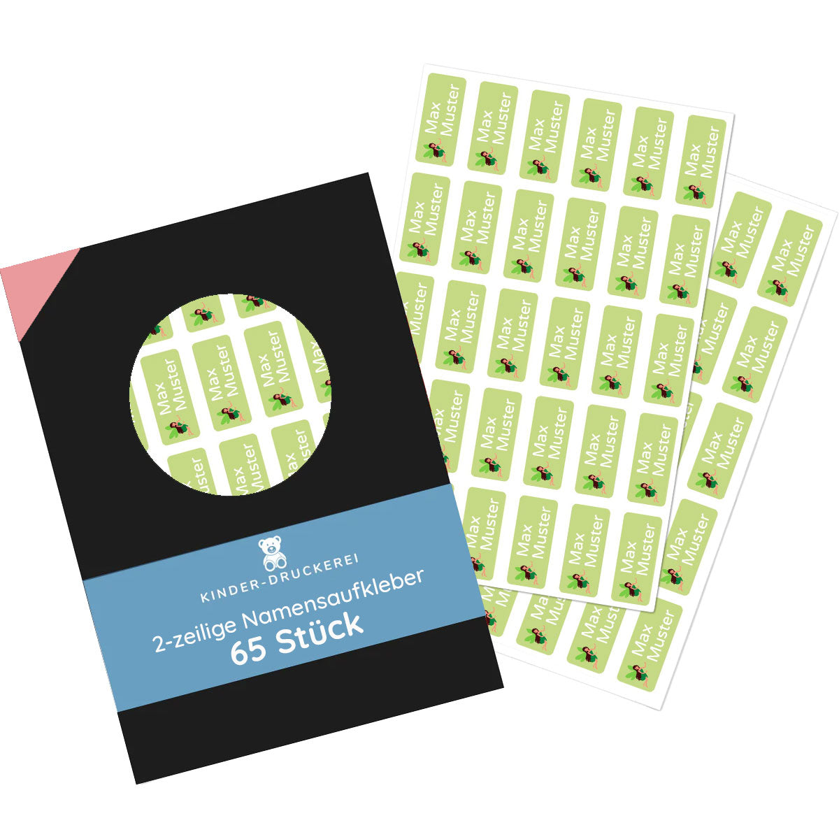 Kleine Namensaufkleber 2-zeilig für Kinder (30 Stück 30x13 mm) - kinder-druckerei.de