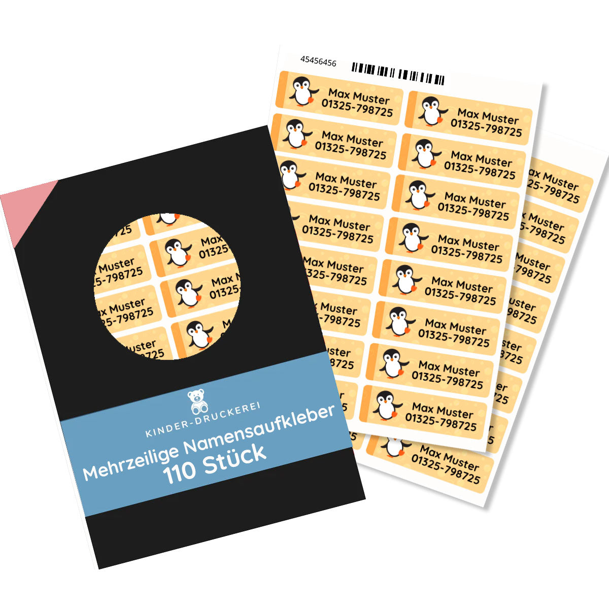 Mehrzeilige Namensaufkleber 50 × 15 mm, 110er Set – kinder-druckerei.de