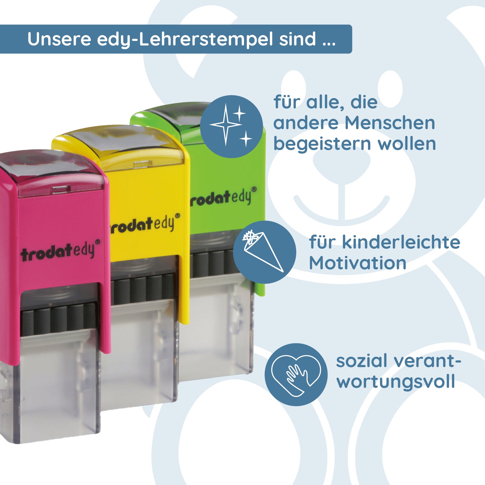 Trodat Edy Flex / Fix - Lehrerstempel mit Motiven & Text - kinder-druckerei.de