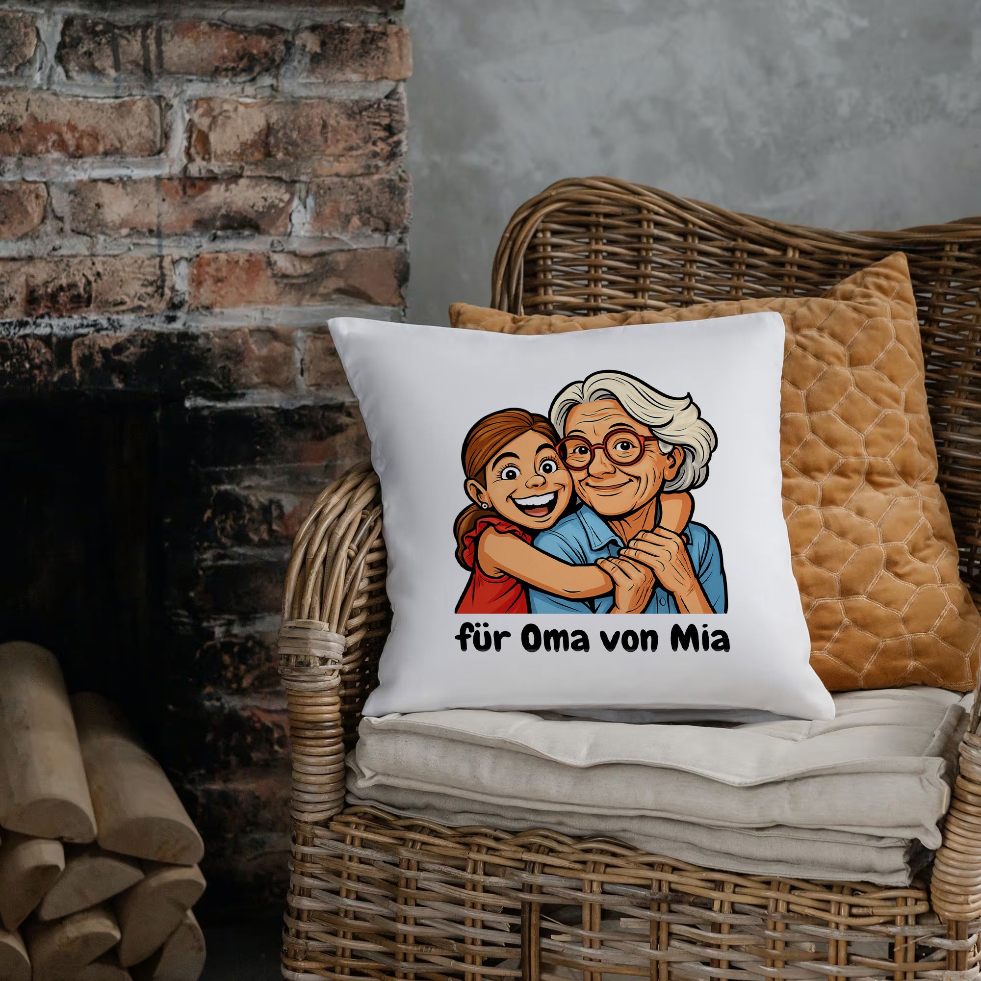 Kissenhülle mit Karikatur & Text - kinder-druckerei.de