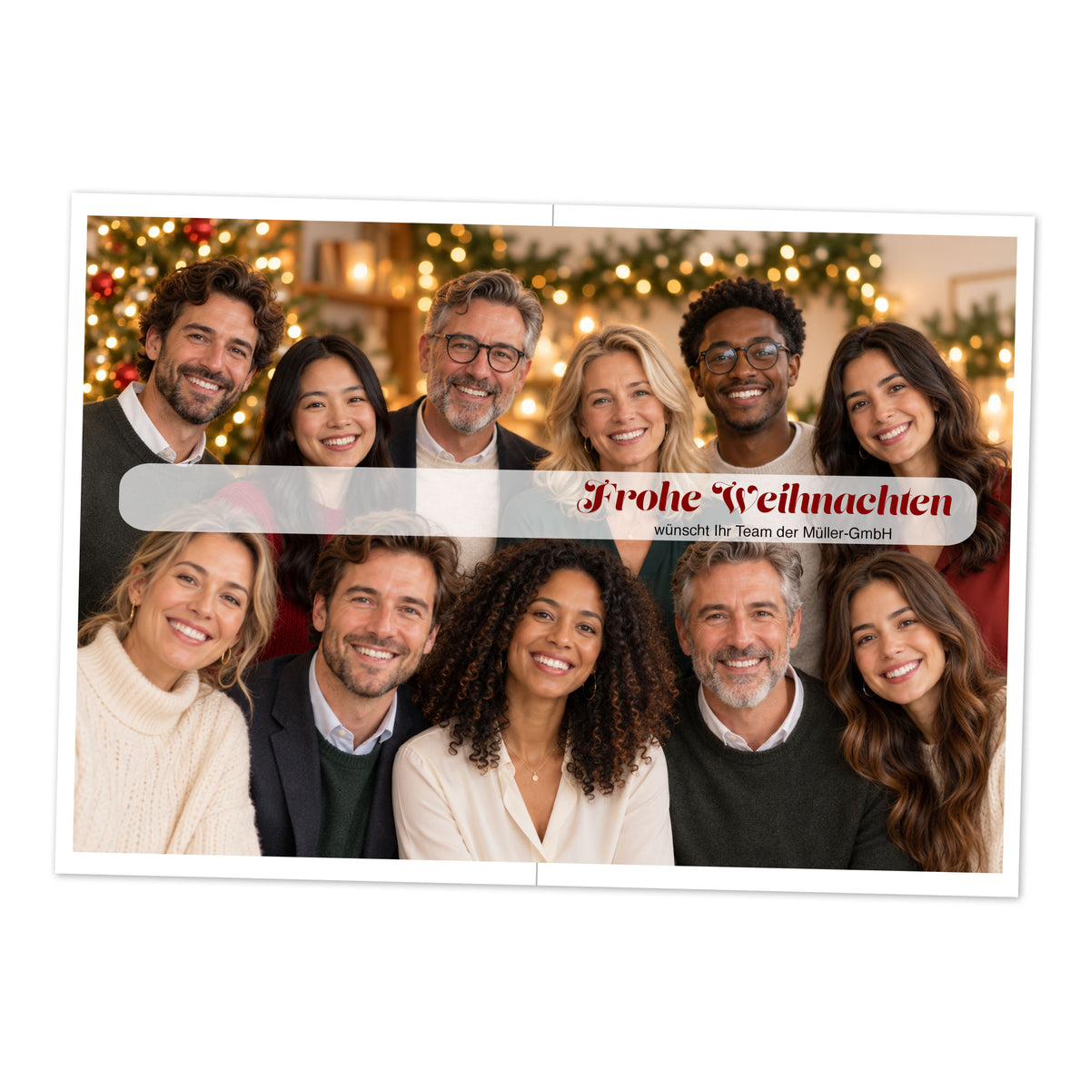 Grußkarten / Weihnachstkarte DIN A6 mit Umschlag - Weihnachtsmotiv personalisiert mit Logo oder Name
