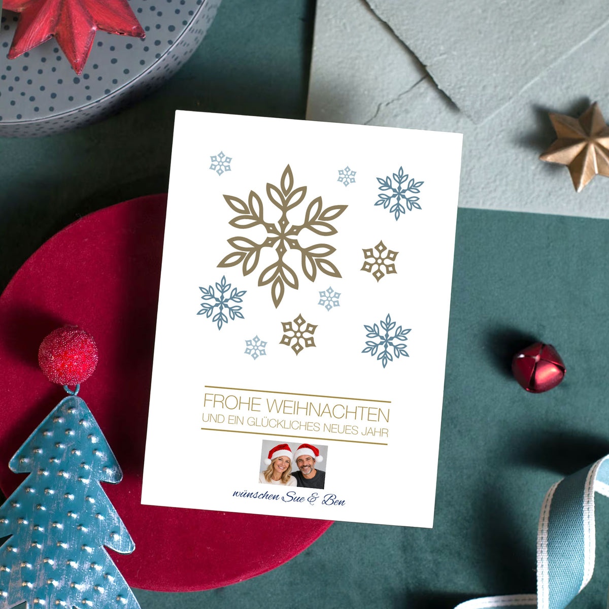 Grußkarten / Weihnachstkarte DIN A6 mit Umschlag - Weihnachtsmotiv personalisiert mit Logo oder Name