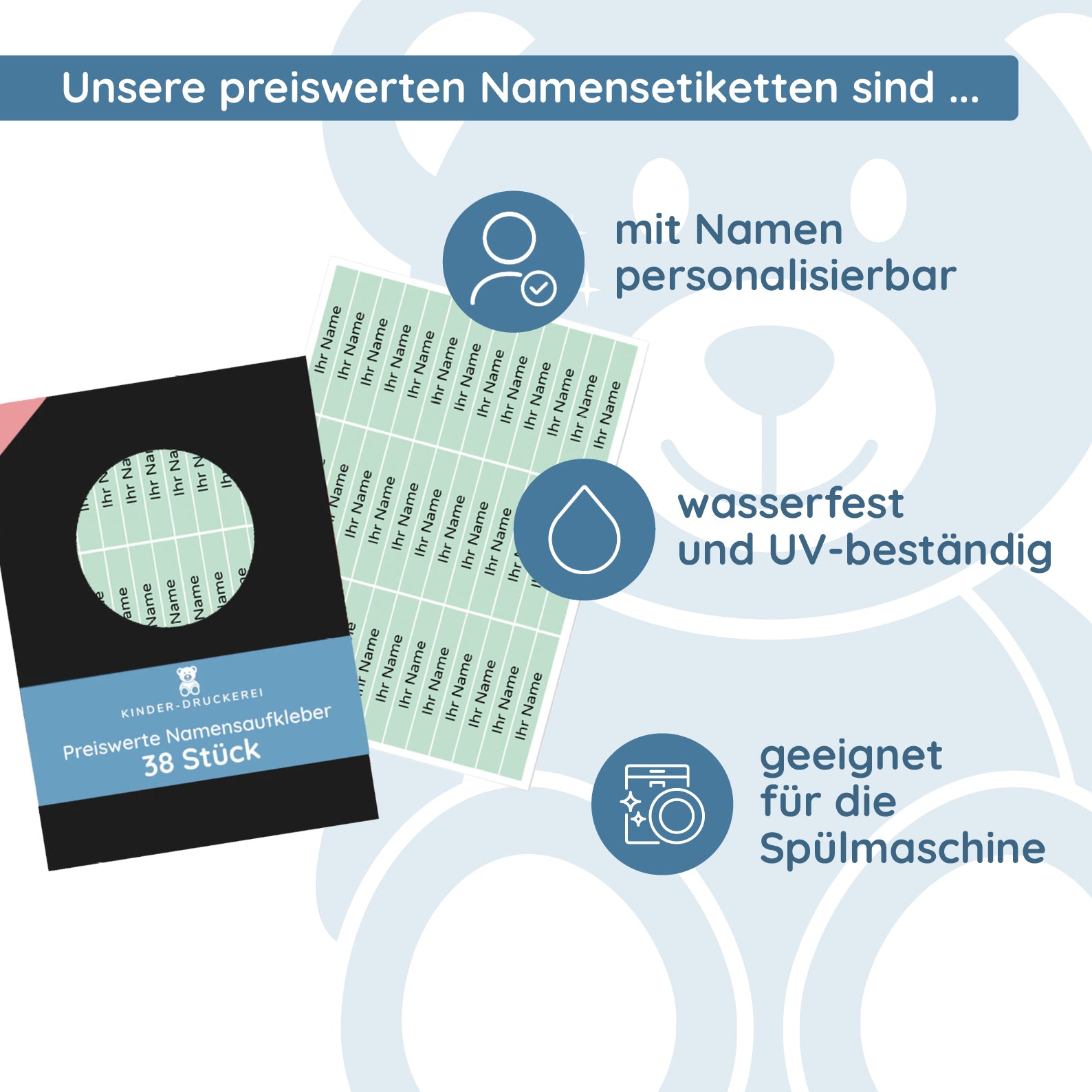 Preiswerte Namensetiketten / Namensaufkleber für Kinder (49x8 mm) - kinder-druckerei.de
