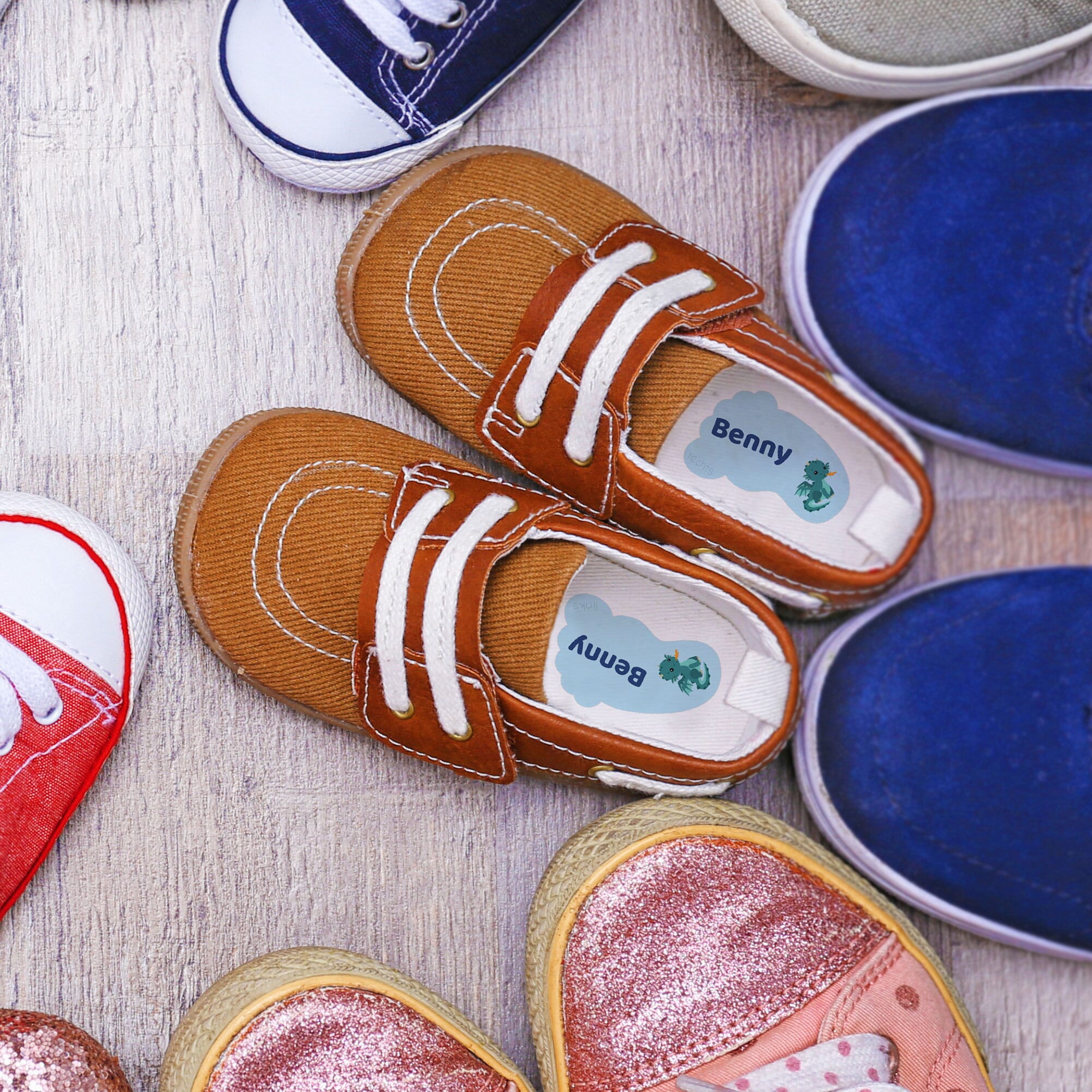 Personalisierte Schuh-Etiketten (12 Paare) - kinder-druckerei.de