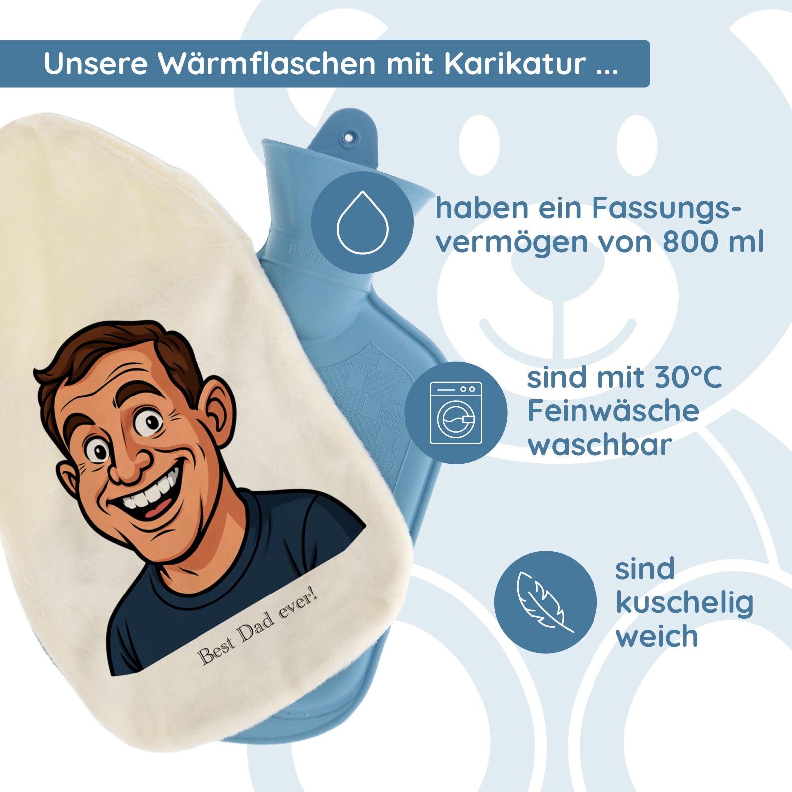 Wärmflasche mit Karikatur & Text - kinder-druckerei.de