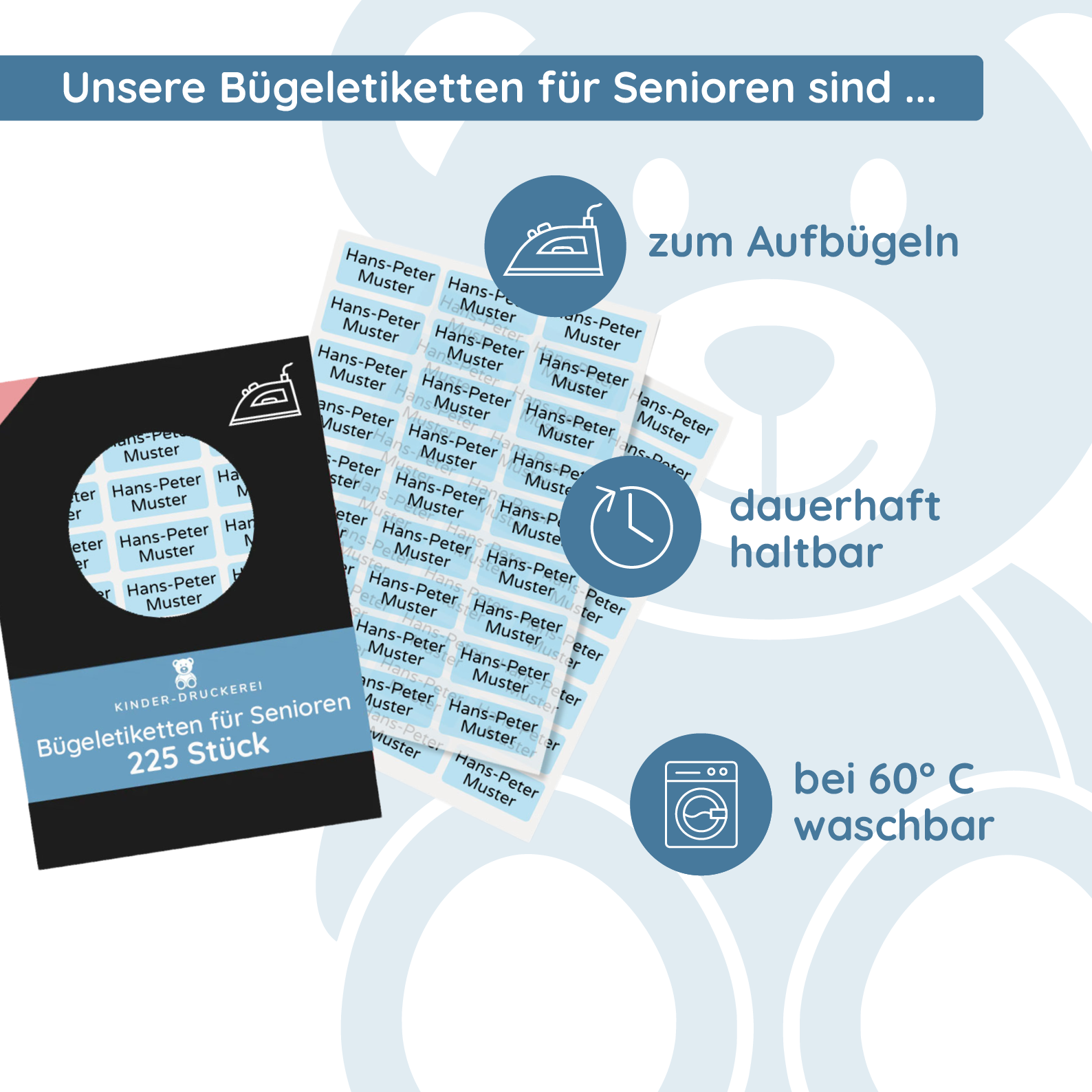 225 Stück Bügeletiketten für Senioren für Kennzeichung im Altenheim / Pflegeheim 30x13 mm - kinder-druckerei.de