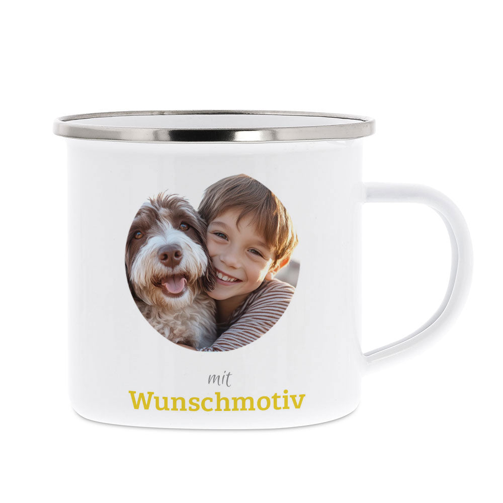 Tasse émaillée avec motif enfant et impression personnalisée