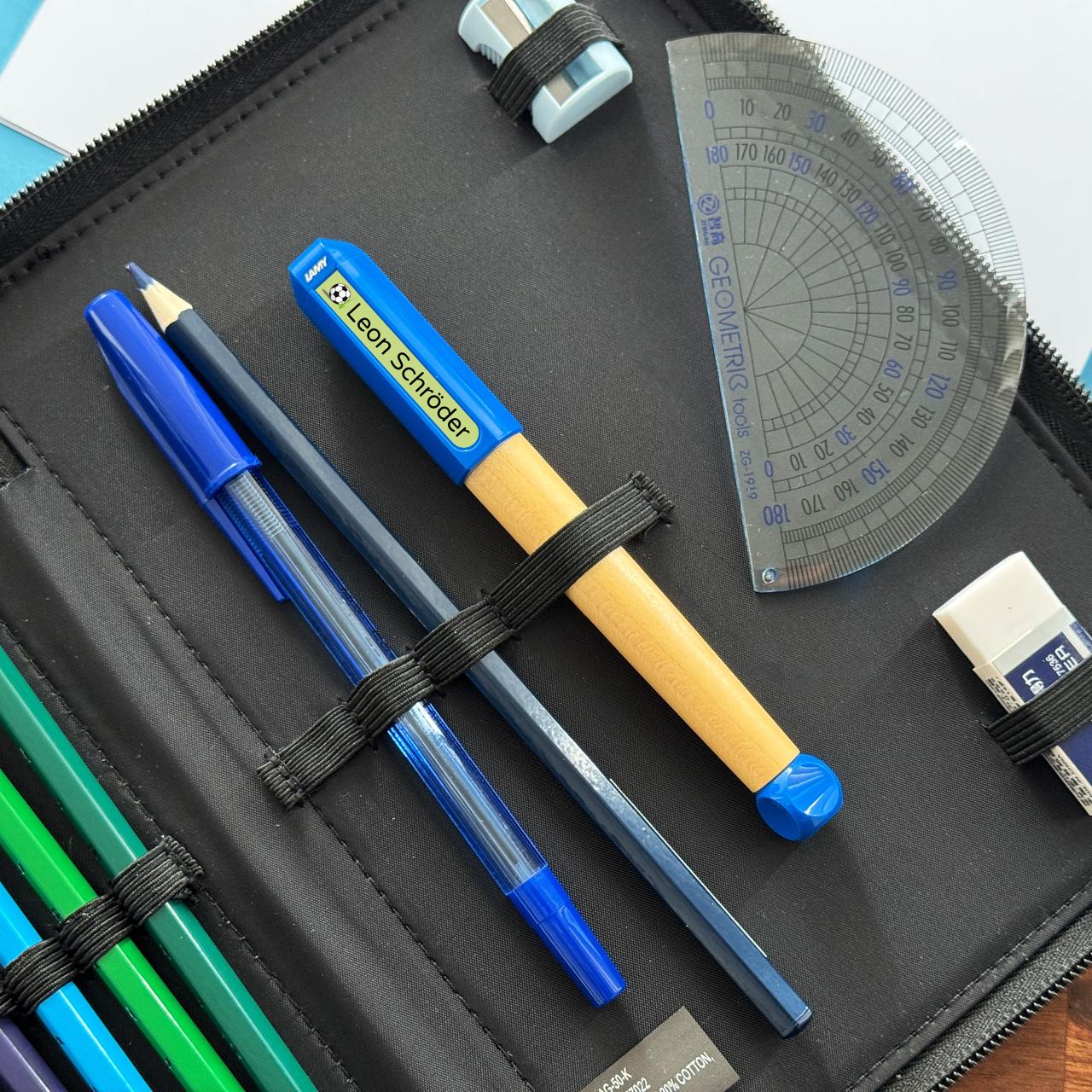 Personalisierter Lamy Schreiblern-Füller Blau & 70 Namensaufkleber - kinder-druckerei.de