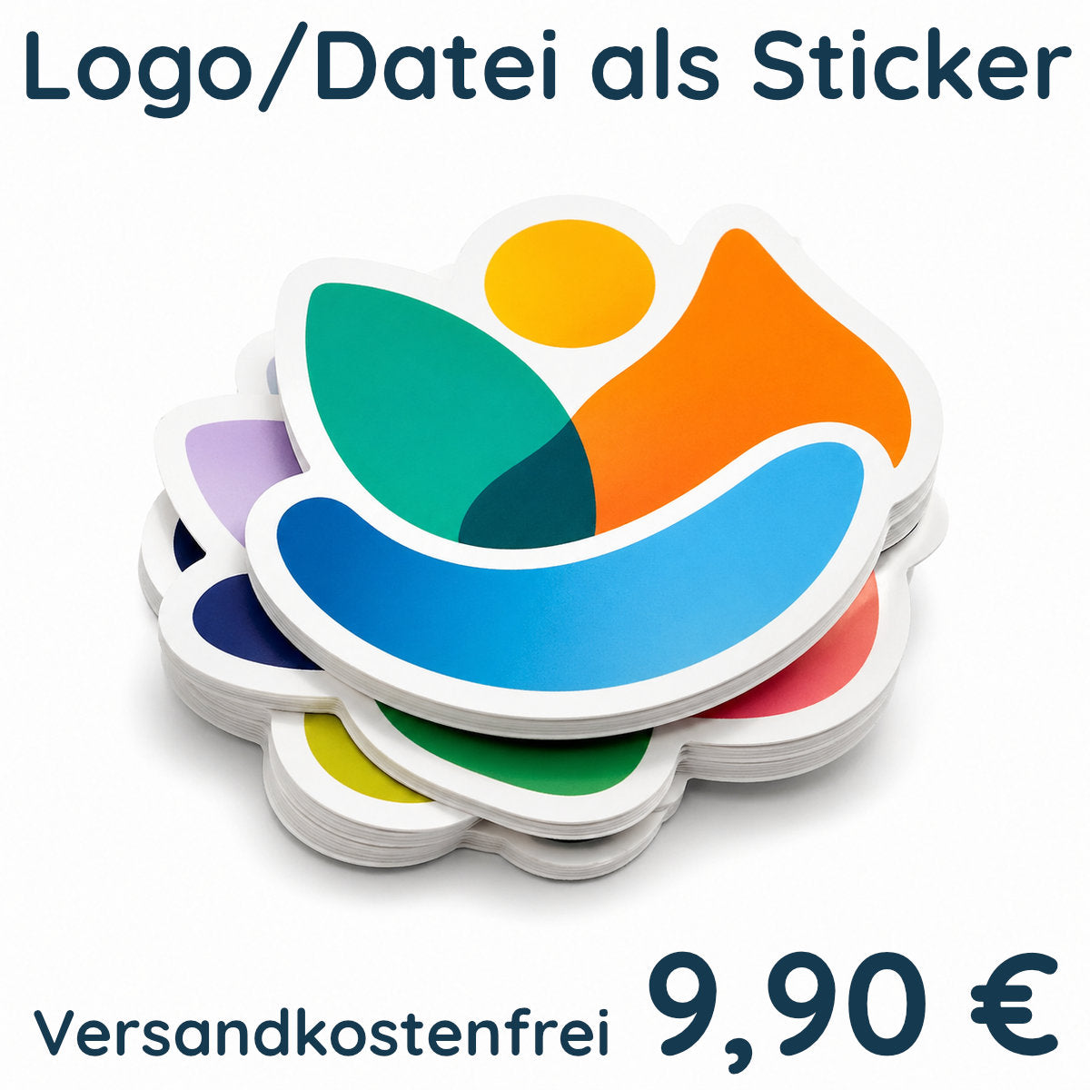 Matter Logo-Sticker auf glattem Untergrund – konturgeschnitten