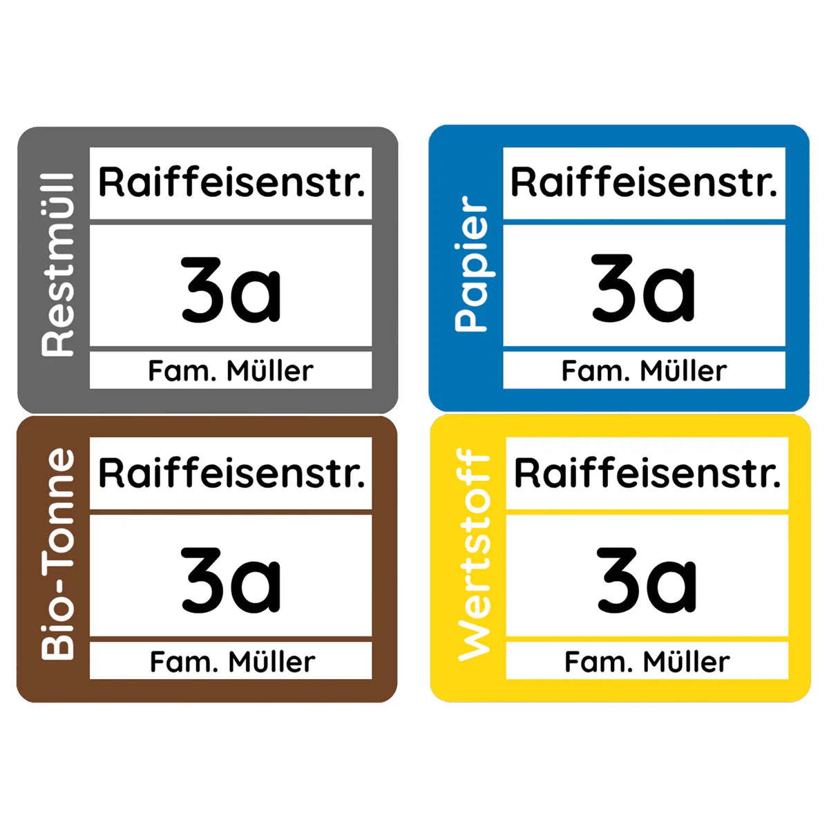 Mülltonnenaufkleber Set (4 Stück) – individuell gestaltbar, 19 x 14 cm - kinder-druckerei.de