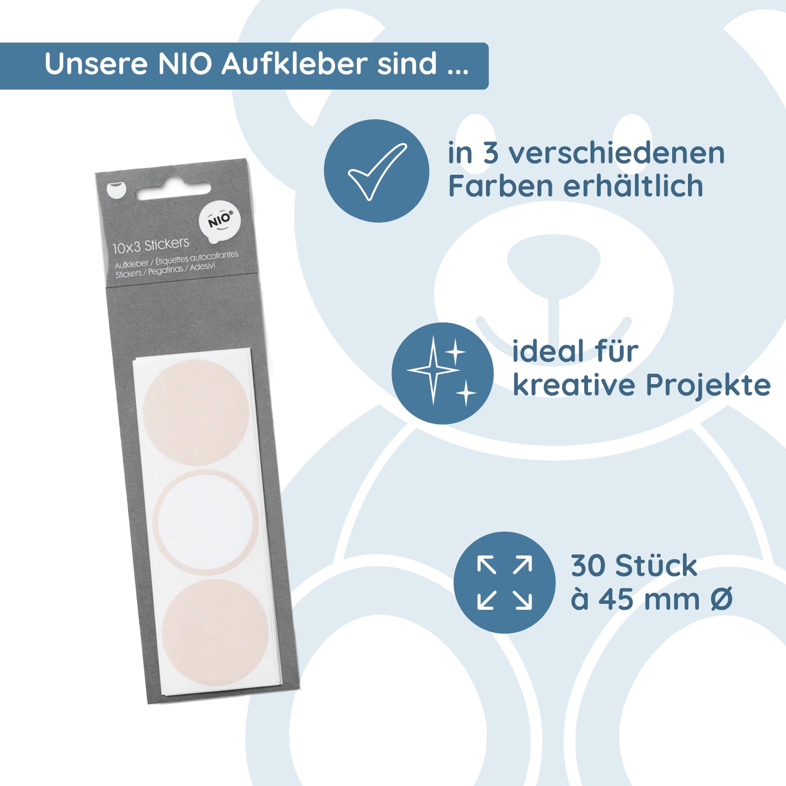 NIO Aufkleber Craft (ø 45 mm - 3x10 Stück) - kinder-druckerei.de