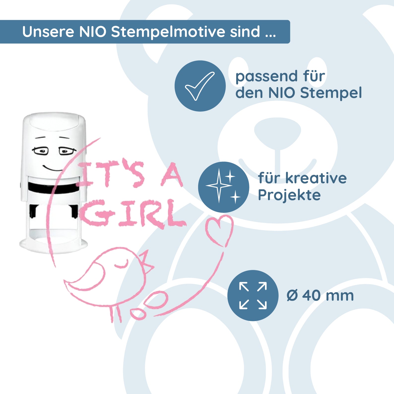 NIO Stempelmotiv - It´s a girl - kinder-druckerei.de