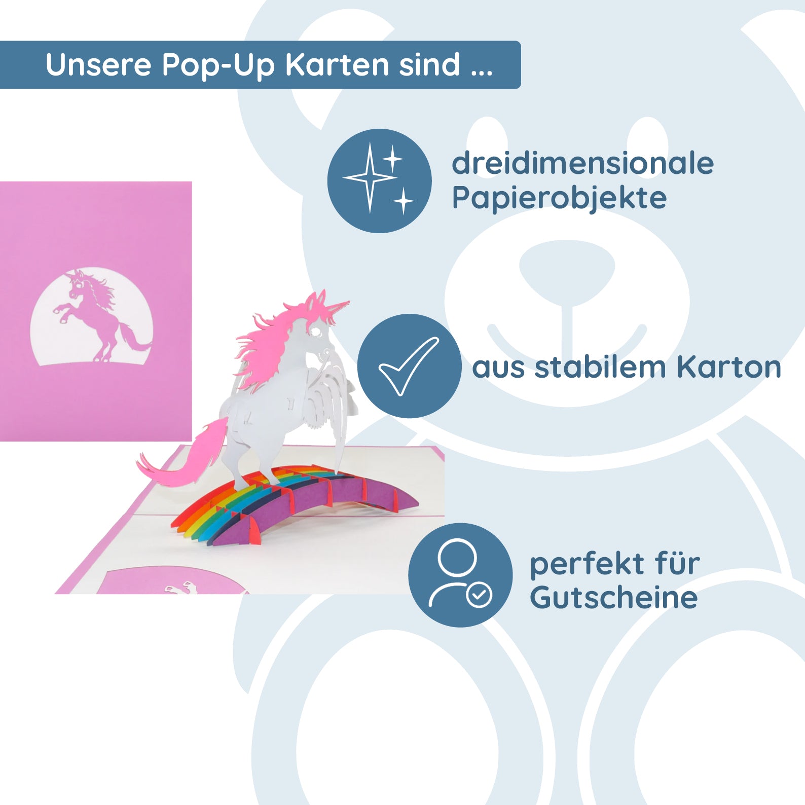 Colognecards Pop-Up Karte Einhorn
