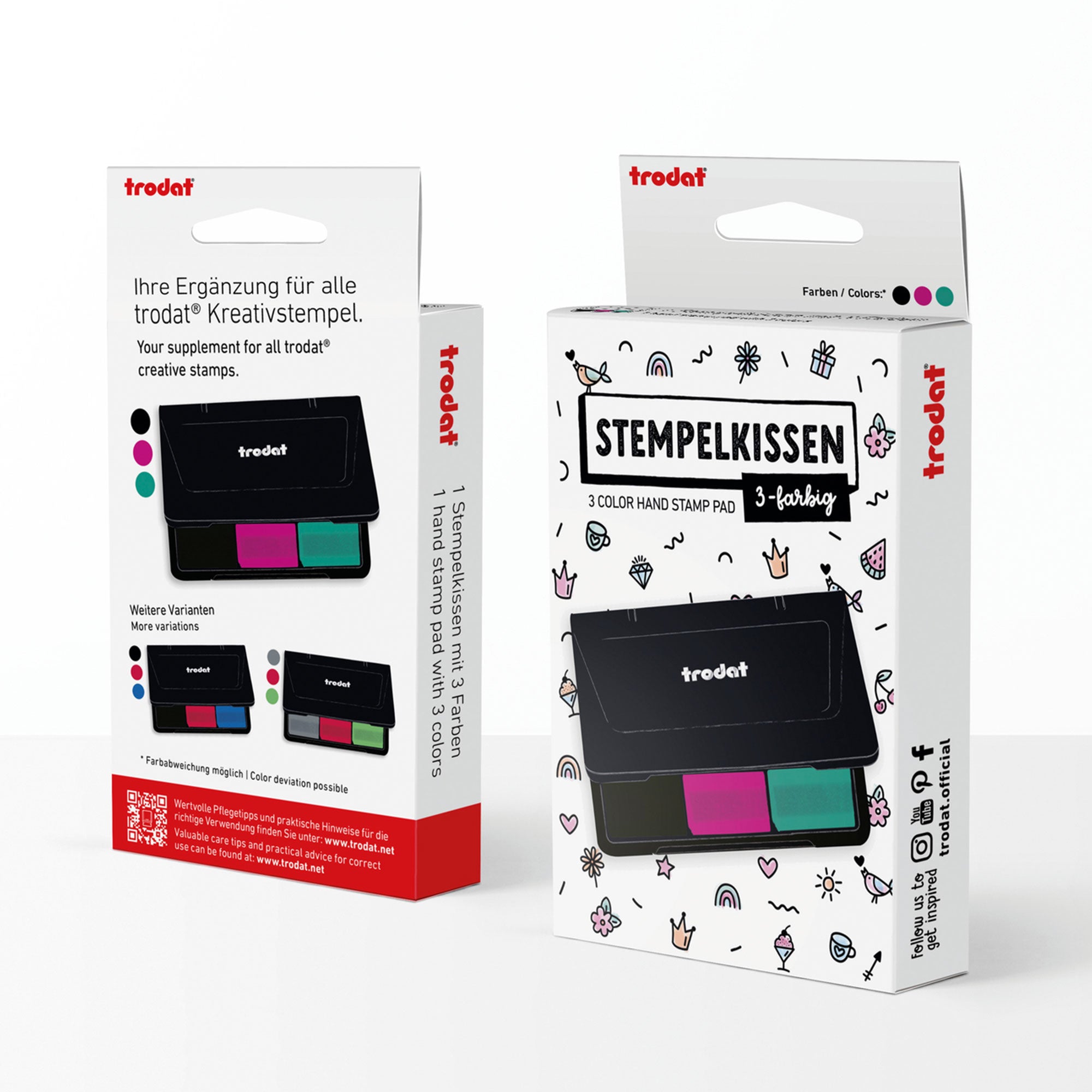 Trodat Kreativ Stempelkissen 9051 – 3-farbiges Stempelkissen (90 × 50 mm) - kinder-druckerei.de