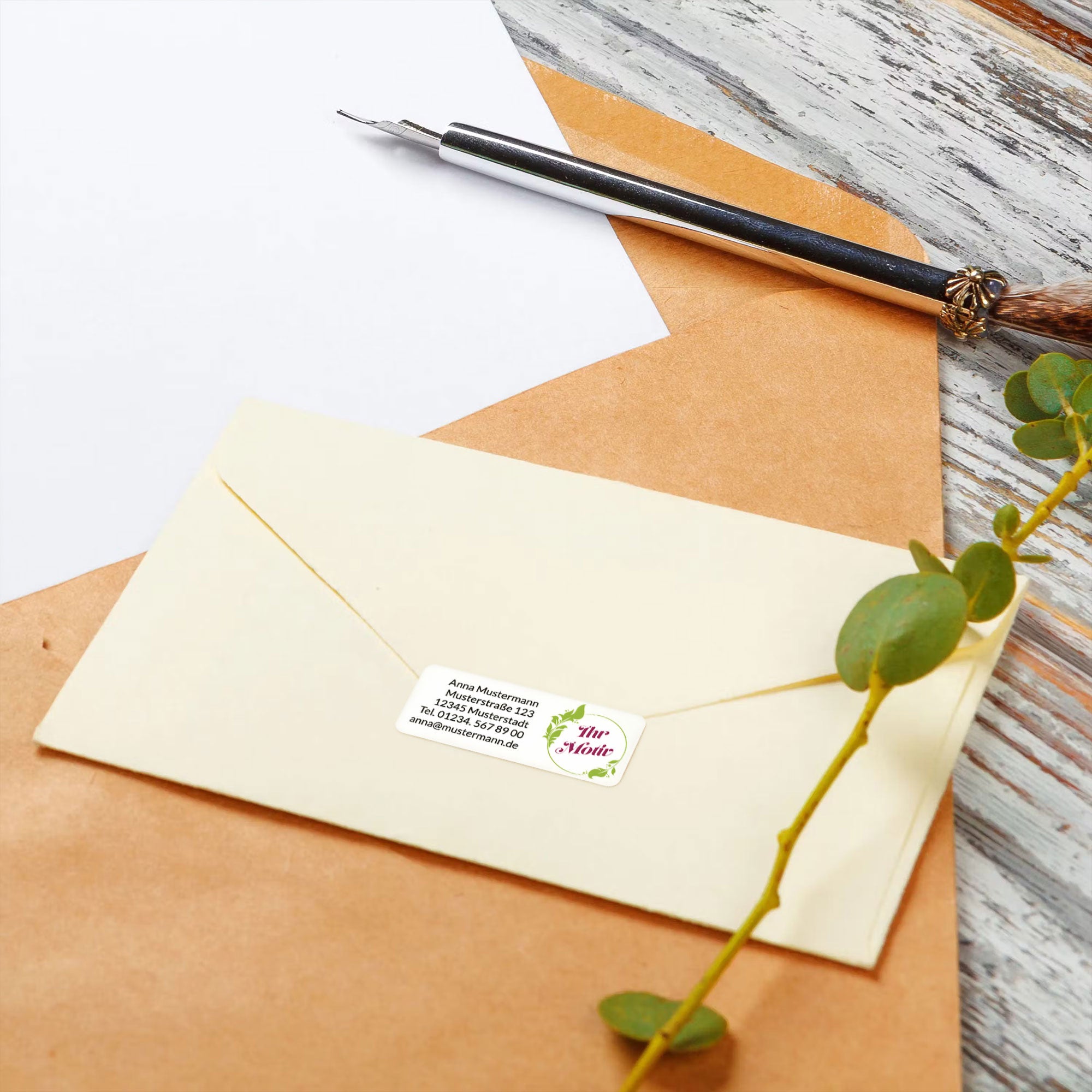 Adressaufkleber mit Logo — Design-Variante 4
