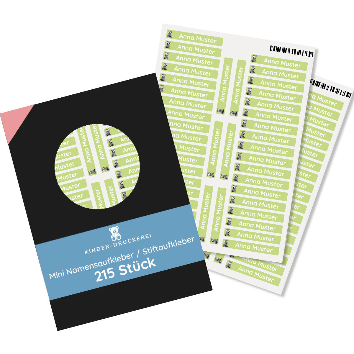 Mini Namensaufkleber / Stiftaufkleber für Kinder Größe S (215 Aufkleber 40x6 mm) - kinder-druckerei.de