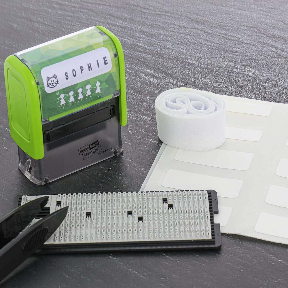 Trodat Deine Dinge Stempel DIY (zum Selbersetzen/ Typo, 37x14 mm) - kinder-druckerei.de
