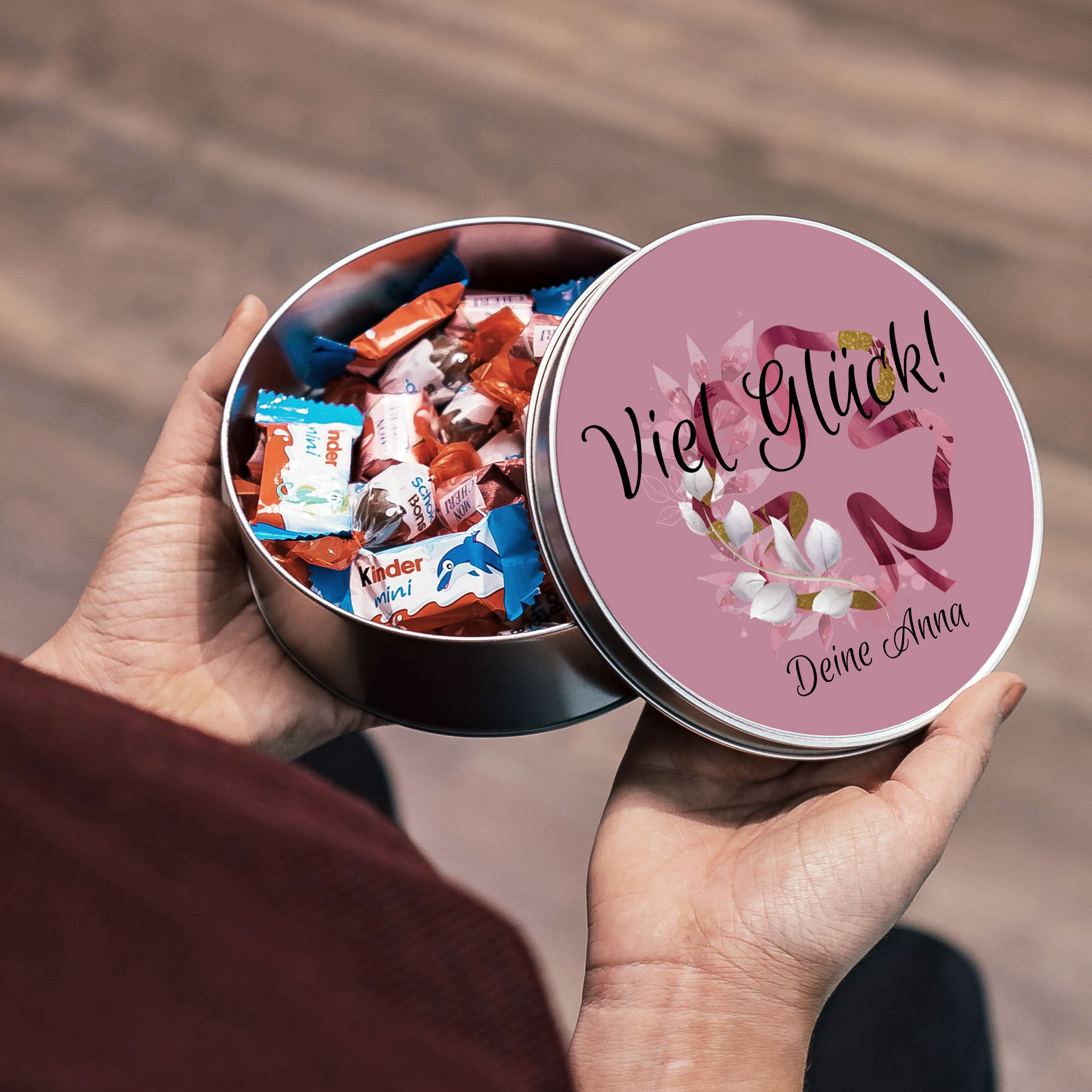 Runde Keksdose / Metalldose mit Wunschmotiv – Personalisierte Geschenkdose - kinder-druckerei.de