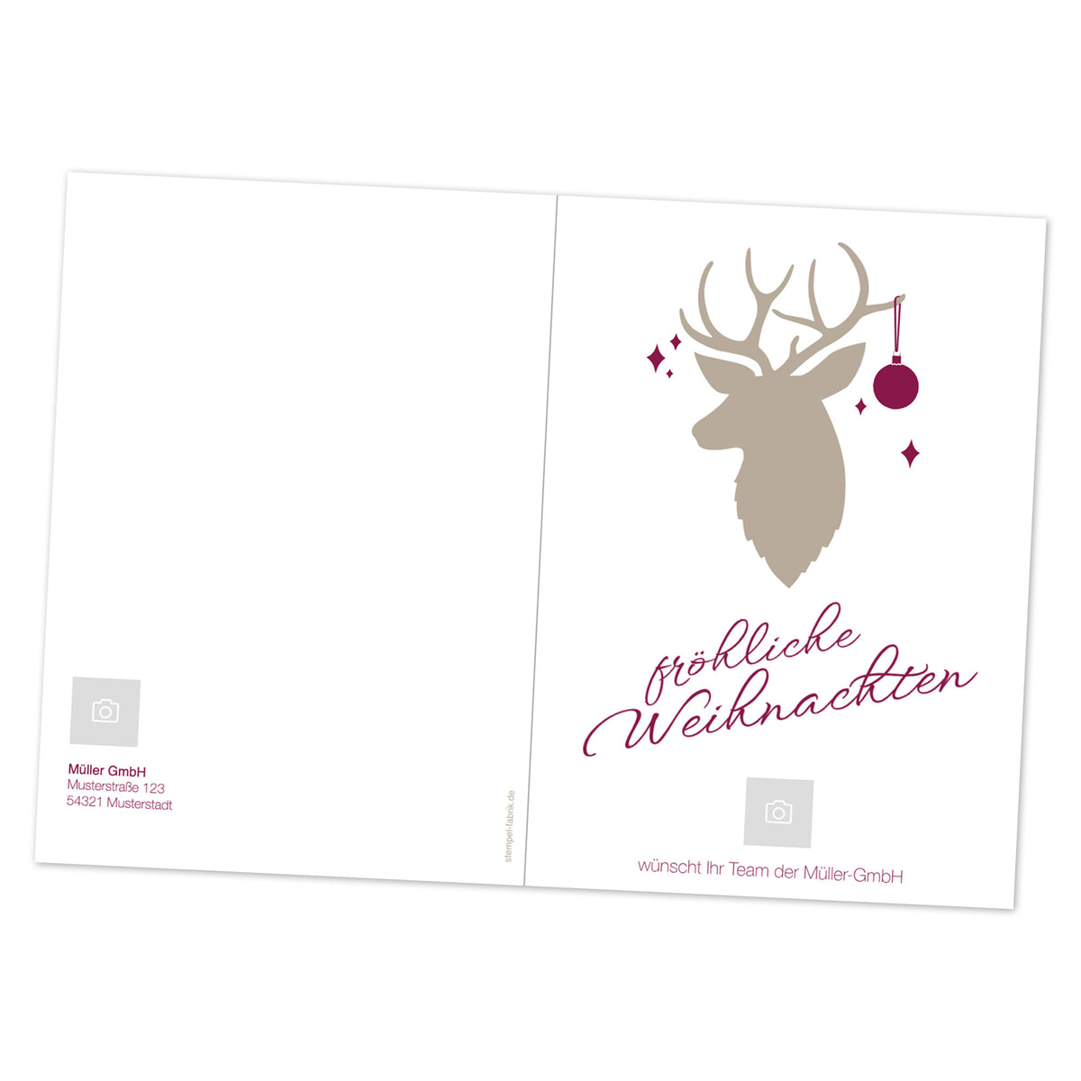Grußkarten / Weihnachstkarte DIN A6 mit Umschlag - Weihnachtsmotiv personalisiert mit Logo oder Name