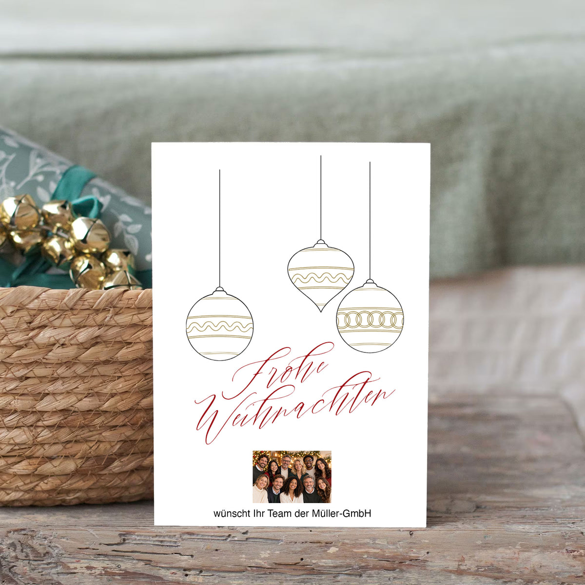 Grußkarten / Weihnachstkarte DIN A6 mit Umschlag - Weihnachtsmotiv personalisiert mit Logo oder Name