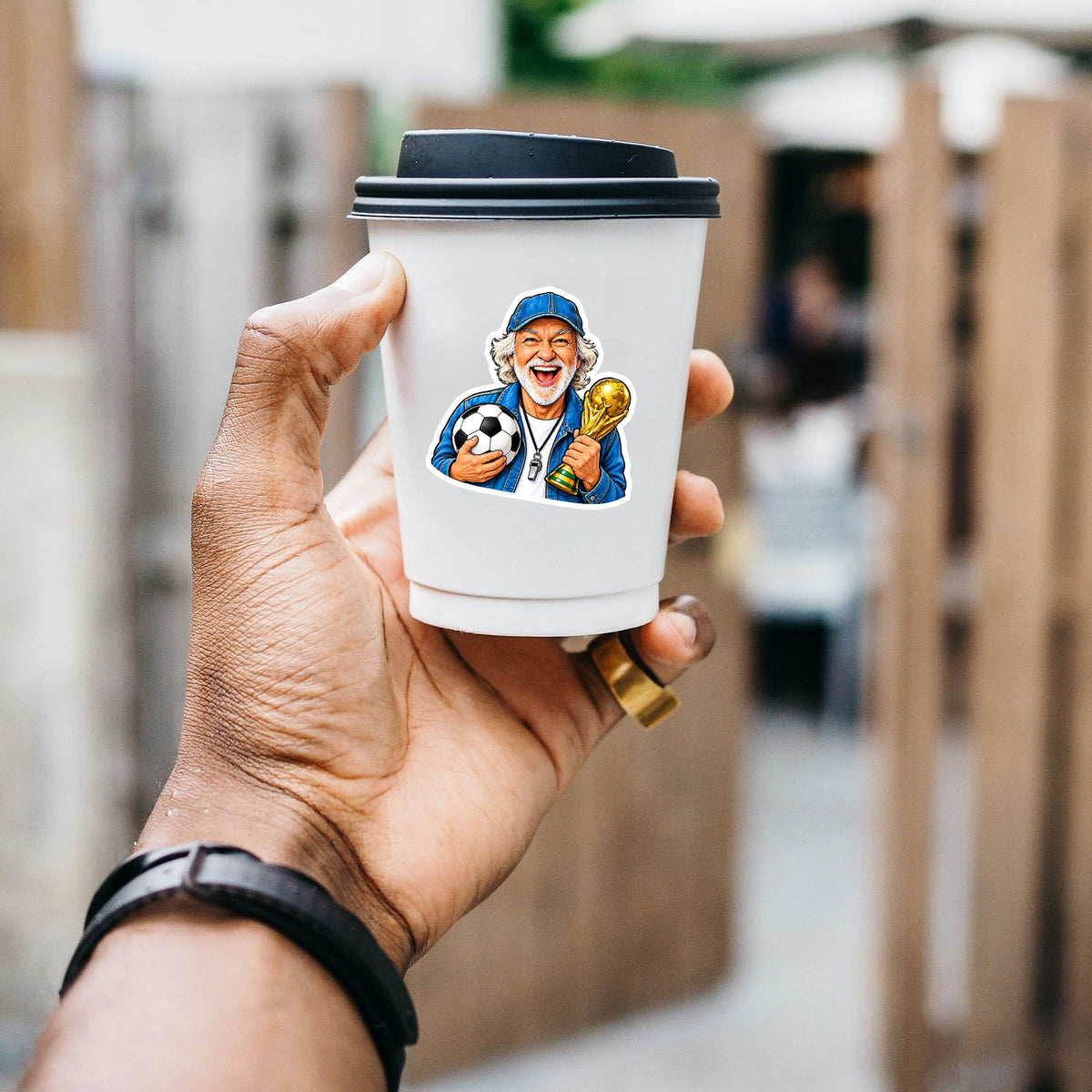 Fußball-Fan Karikatur-Sticker nach Foto – konturgeschnitten - kinder-druckerei.de