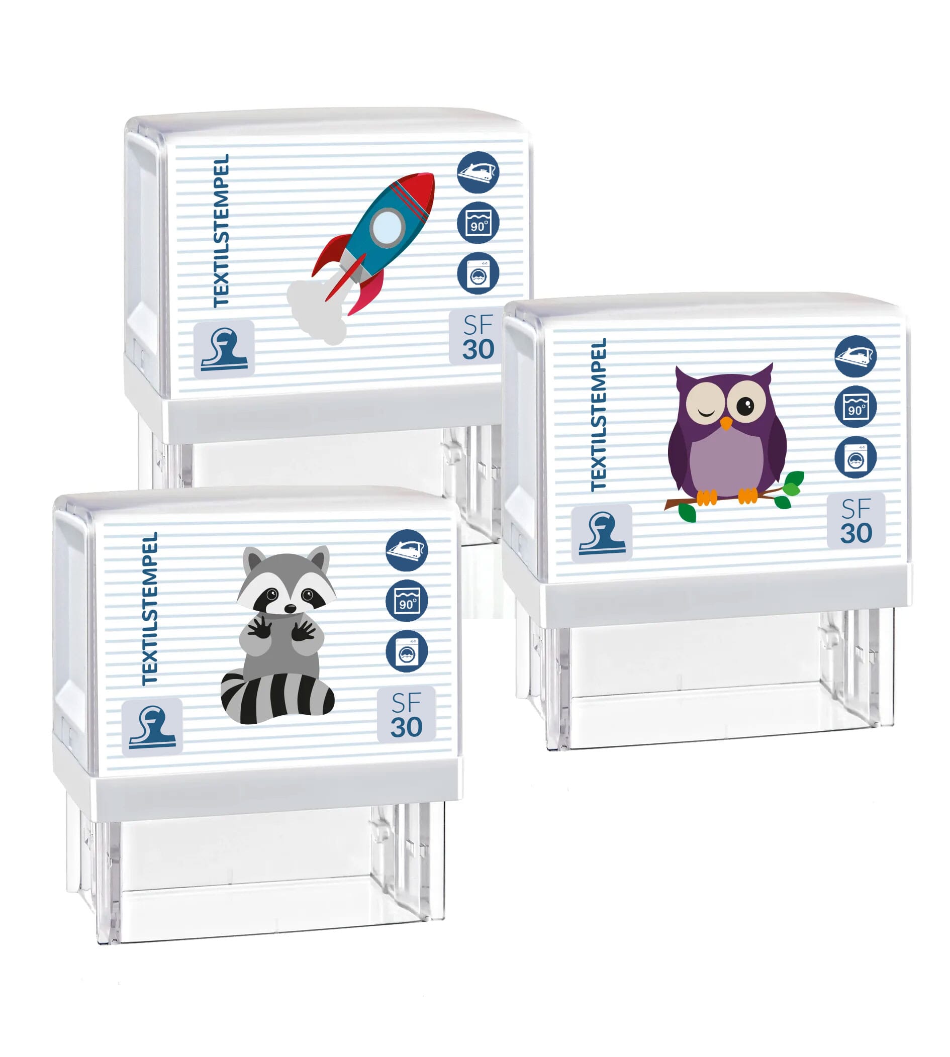 SF30 Textilstempel für Kinder mit Motiv und Personalisierung (47 x 18 mm) - kinder-druckerei.de