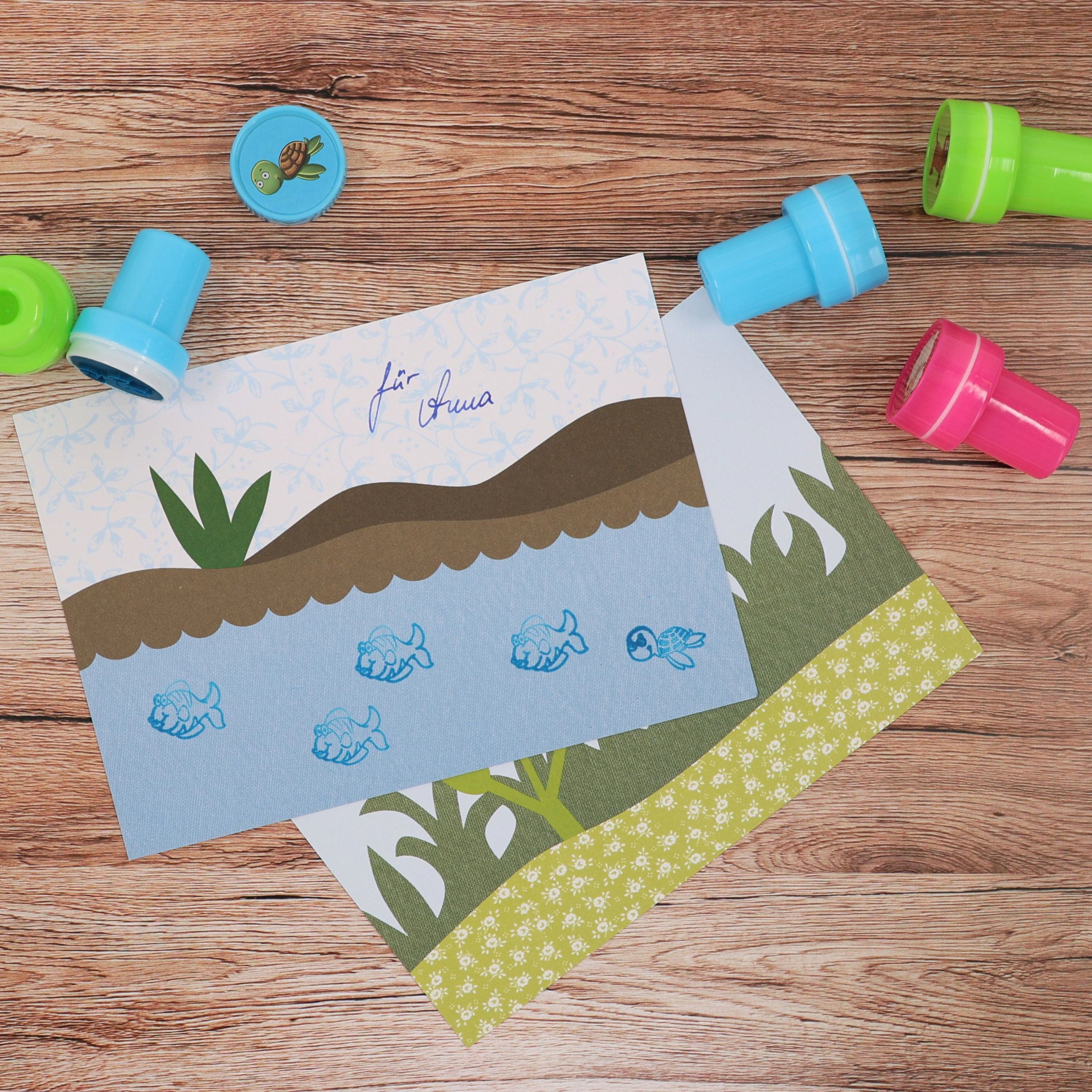 Selbstfärbende Tierstempel im Koffer - kinder-druckerei.de