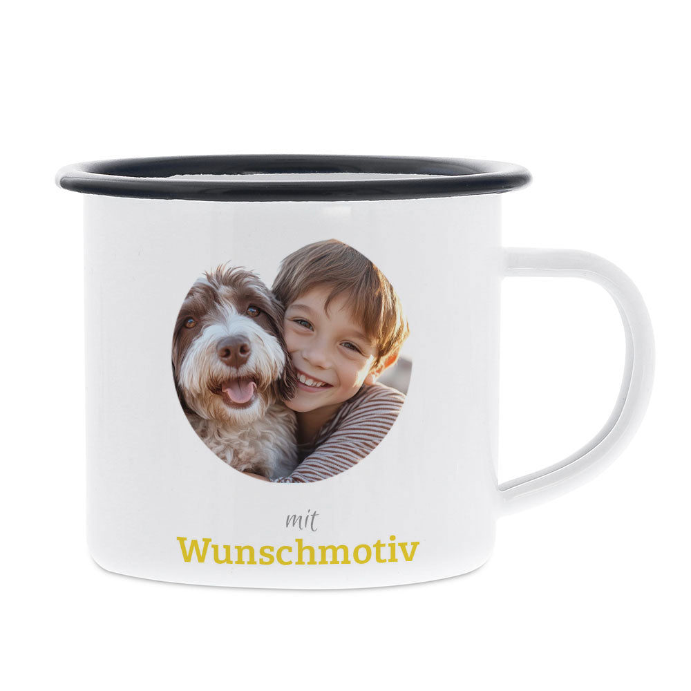Tasse émaillée avec motif enfant et impression personnalisée