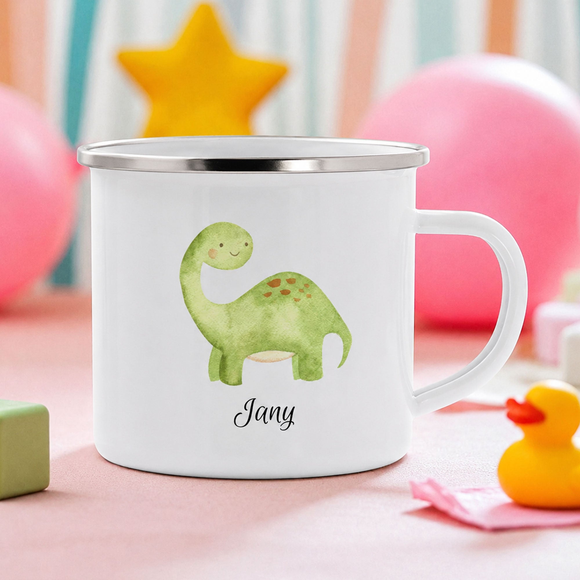 Tasse émaillée avec motif enfant et impression personnalisée