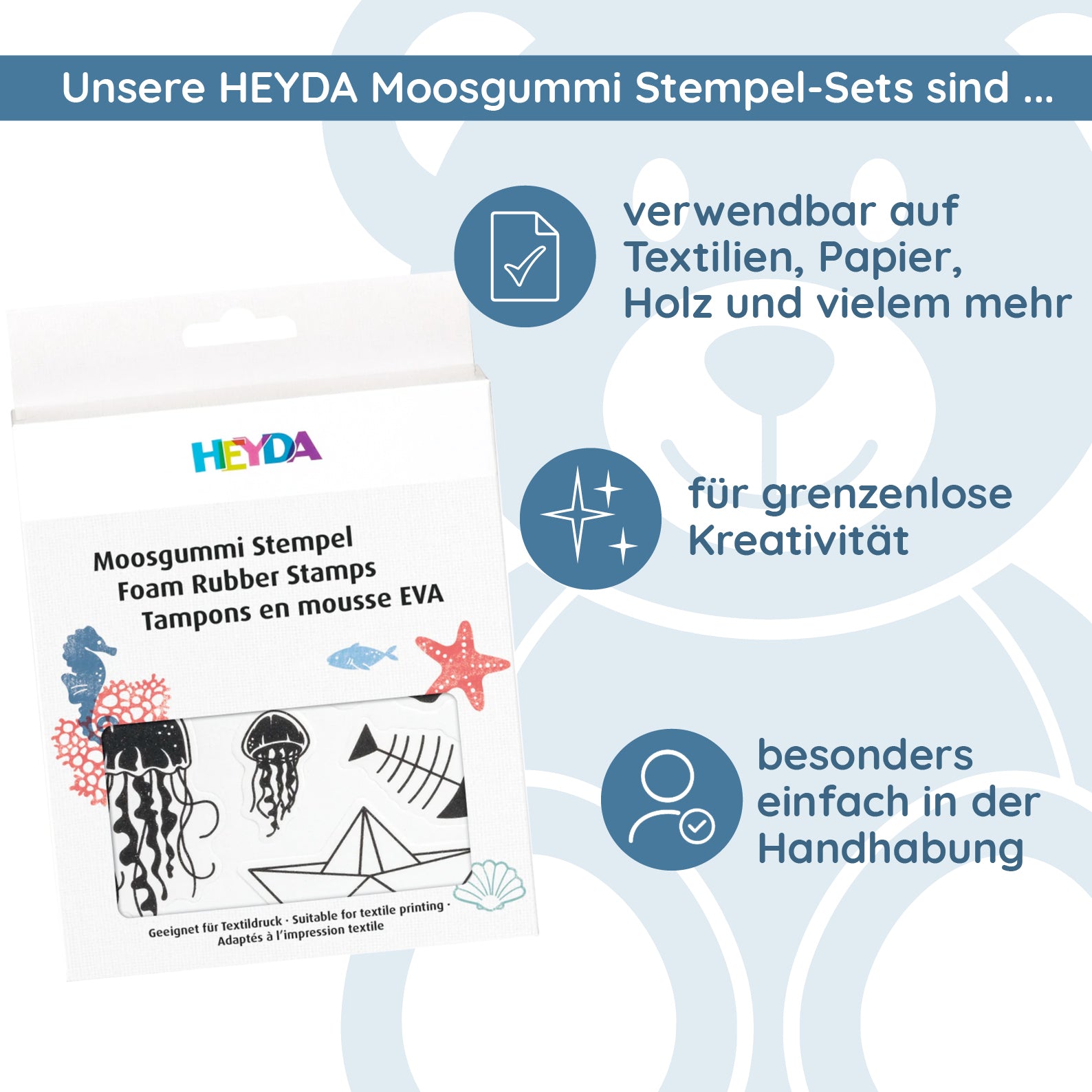 HEYDA Moosgummi Stempel-Set "Maritim" (21 Stück) - kinder-druckerei.de