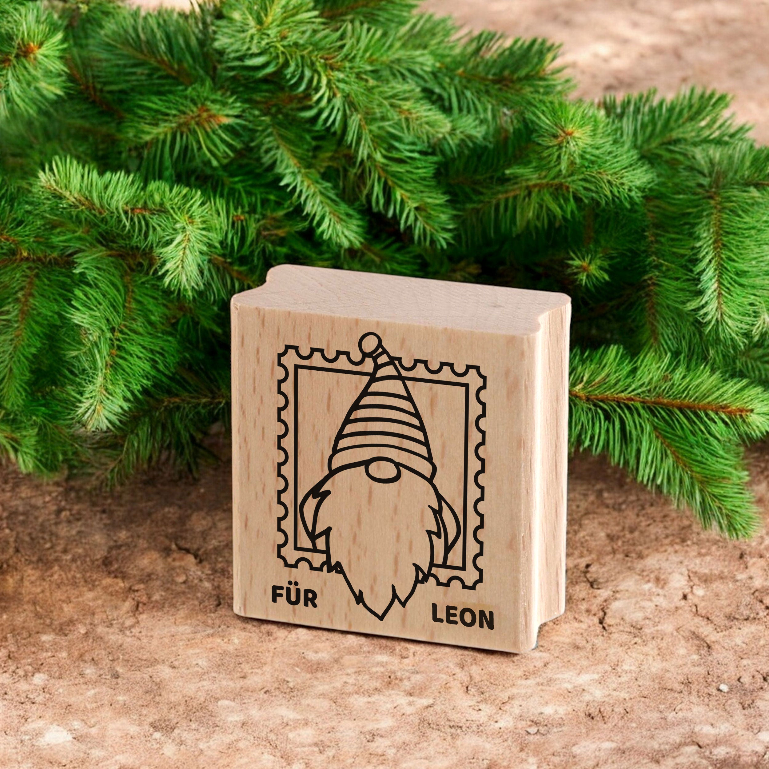 Personalisierbarer Motivstempel Wichtel (60x60 mm) - kinder-druckerei.de