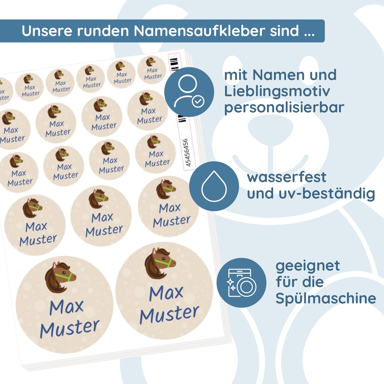 Runde Namensaufkleber versch. Größen 53 Stück - kinder-druckerei.de
