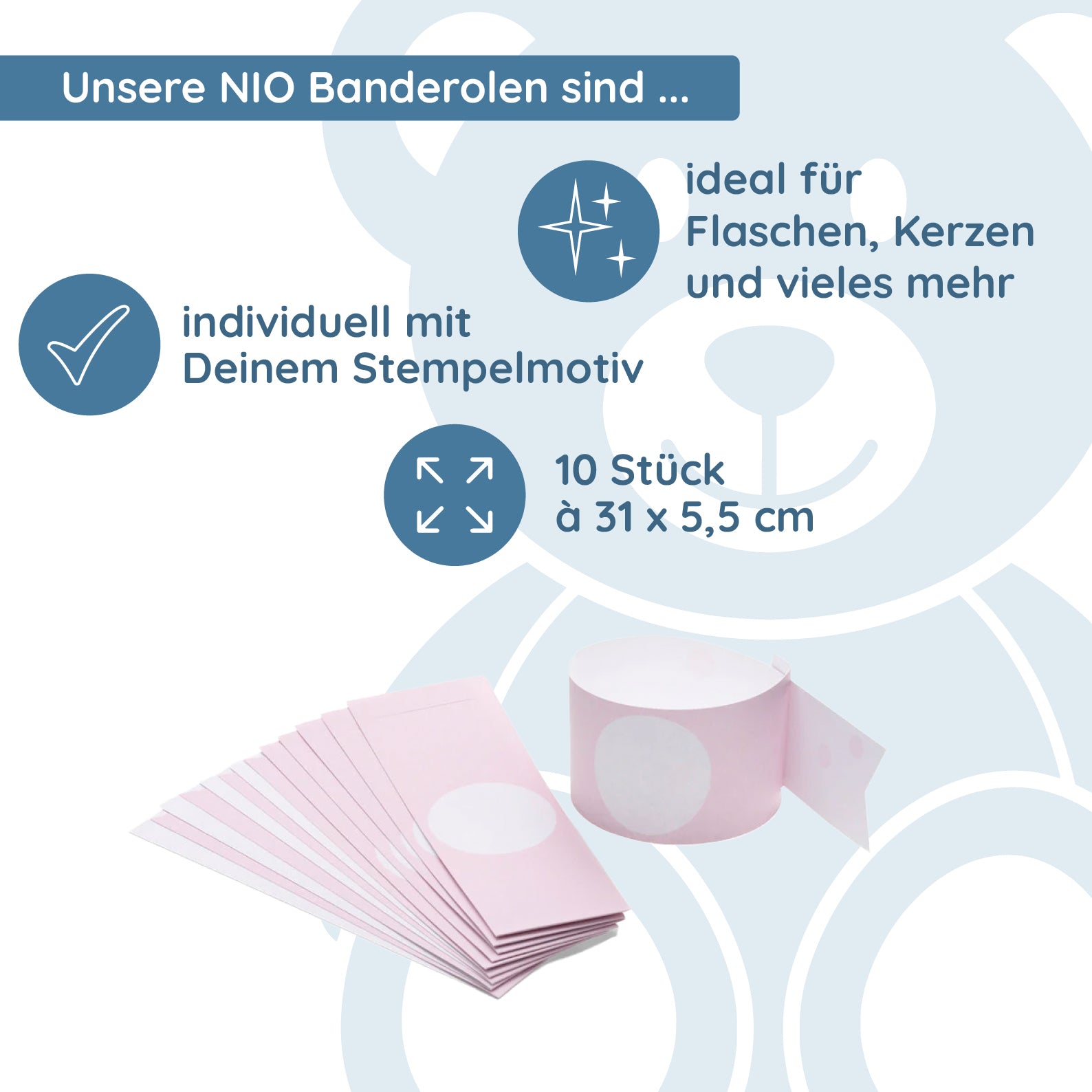 NIO Banderole Rose (310x55 mm - 10 Stück) - kinder-druckerei.de