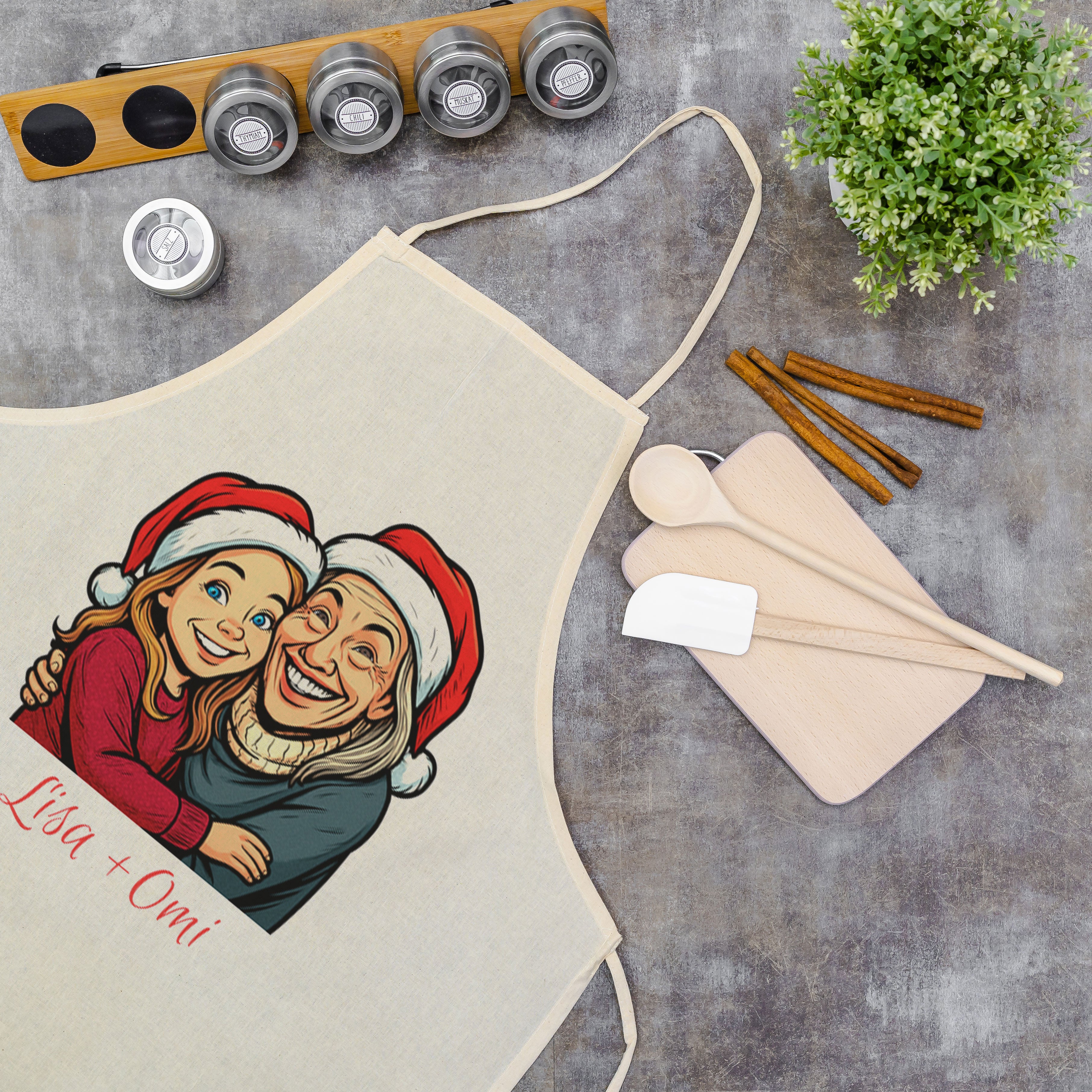 Apron with Caricature & Text