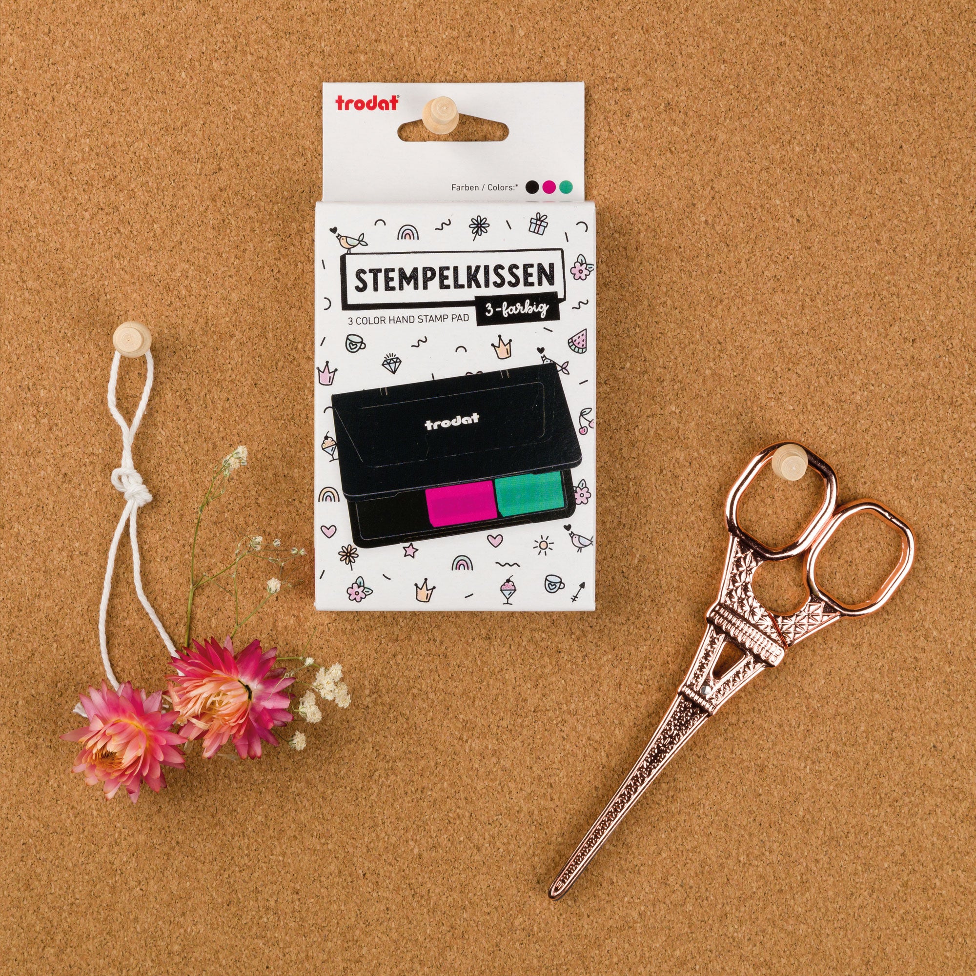 Trodat Kreativ Stempelkissen 9051 – 3-farbiges Stempelkissen (90 × 50 mm) - kinder-druckerei.de