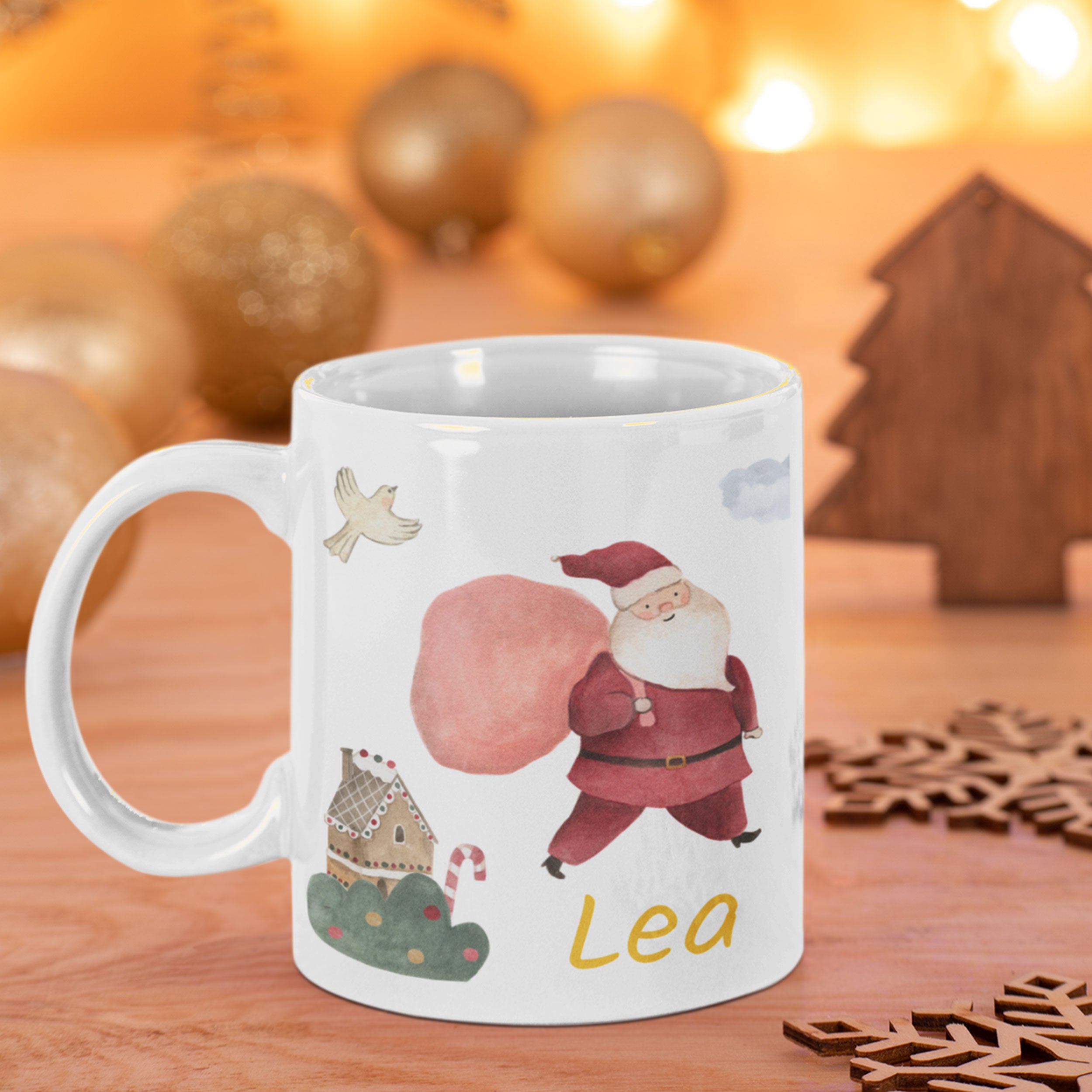 Personalisierte Kindertasse mit Namen – verschiedene Aquarell-Welten - kinder-druckerei.de